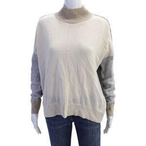 LT Womens Cashmere Colorblock Long Sleeve Turtleneck Sweater Multicolor Size S